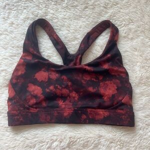 Athleta Women’s Ultimate Printed Red and Black Frozen Floral Warm XS Sports Bra